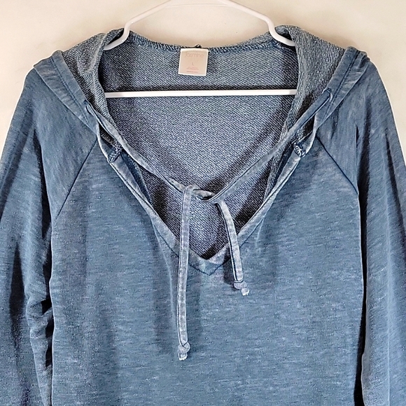 Jasmine & Ginger Blue Burn Out Sweatshirt Hoodie Size L - Picture 3 of 8